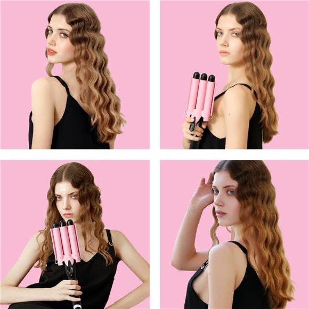 3 Barrel Curling Iron Hair Crimper: Birthday Gifts for Women Aleath Dual Voltage - Picture 4 of 7